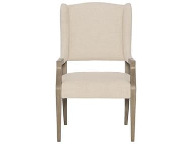 Bernhardt Santa Barbara Oak Wood White Fabric Upholstered Arm Dining Chair BH385542