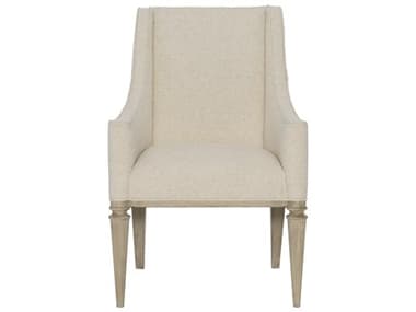Bernhardt Santa Barbara Oak Wood White Fabric Upholstered Arm Dining Chair BH385548