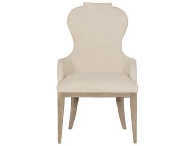 Bernhardt Santa Barbara Oak Wood Beige Fabric Upholstered Arm Dining Chair BH385562