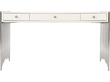 Bernhardt Calista 54" Silken Pearl Polished Nickel White Hardwood Secretary Desk BH388510