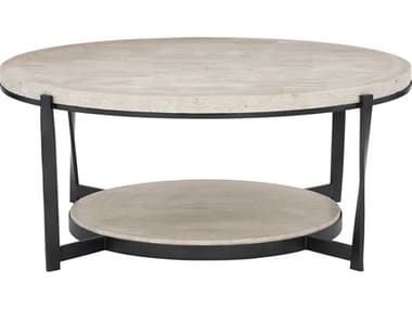 Bernhardt Berkshire 43&quot; Round Stone Aged Pewter Cocktail Table BH405015