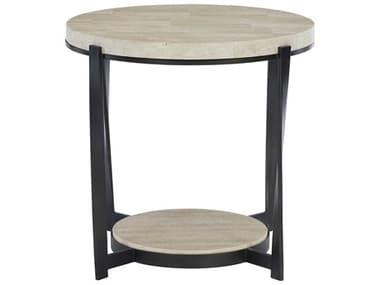 Bernhardt Berkshire 27&quot; Round Stone Aged Pewter End Table BH405125