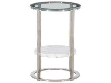 Bernhardt Lafayette 15" Round Glass Silver Mist Marble Clear End Table BH408123