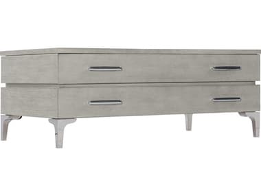 Bernhardt Whitley 48" Rectangular Wood Grey Truffle Polished Stainless Steel Cocktail Table BH419021