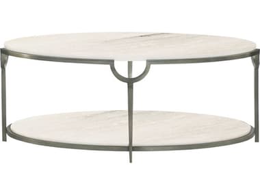 Bernhardt Morello 26&quot; Oval Faux Carrar Marble With Oxidized Nickel Coffee Table BH469013