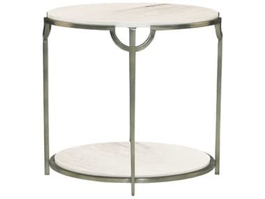 Bernhardt Morello 22&quot; Oval Faux Carrar Marble With Oxidized Nickel End Table BH469113