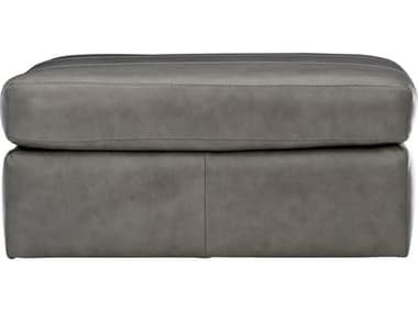 Bernhardt Stafford 38" Grey Leather Upholstered Ottoman BH4831LCO