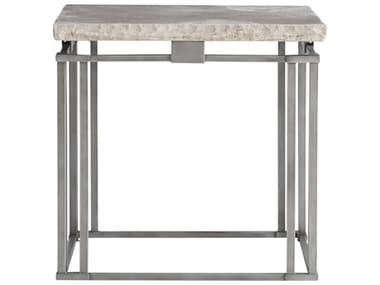 Bernhardt Riverton 24" Square Stone Honed Bianco Travertine Silver End Table BH494111