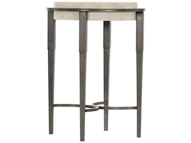Bernhardt Barclay 18&quot; Round White Travertine Stone Antique Pewter Accent Table BH512112