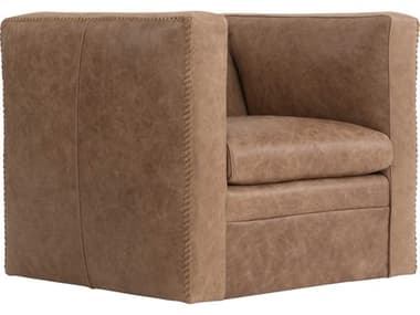 Bernhardt Hudson 35" Swivel Brown Leather Club Chair BH5322SLO