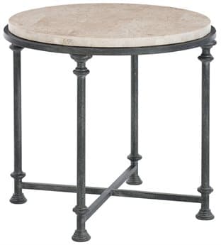 Bernhardt Galesbury 26" Round Stone Antique Silver End Table BH537122