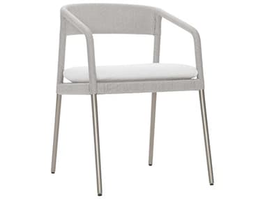 Bernhardt Exteriors Caribe Hazelnut / Stainless Steel Arm Dining Chair with Seat Pad BHEK1778