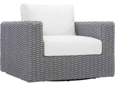 Bernhardt Exteriors Mist Gray / Raven Aluminum Rope Cushion Lounge Chair BHEOP1012S