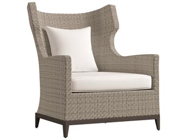 Bernhardt Exteriors Pewter Gray Fabric Wicker Cushion Lounge Chair BHEOP1102