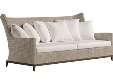 Bernhardt Exteriors Pewter Gray Fabric Wicker Cushion Sofa BHEOP1107