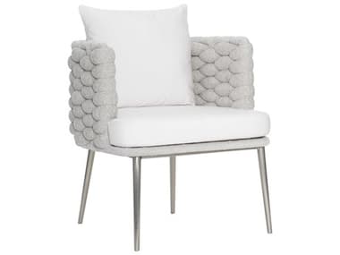 Bernhardt Exteriors Silver Mist Santa Cruz Arm Dining Chair with Nordic Grey Cushion BHEX02545Q