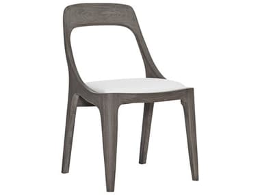 Bernhardt Exteriors Corfu Smoked Truffle Teak Side Dining Chair with Seat Pad BHEX02547X