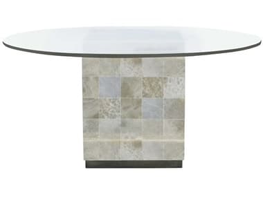 Bernhardt Interiors Trimbelle 54" Round Glass White Onyx Dining Table BHK1022