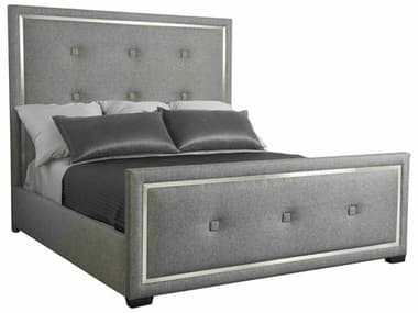 Bernhardt Decorage Cerused Mink Silver Mist Gray Hardwood Upholstered King Panel Bed BHK1084