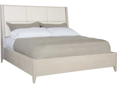 Bernhardt Axiom Linear Gray Beige Poplar Wood Upholstered Queen Panel Bed BHK1088