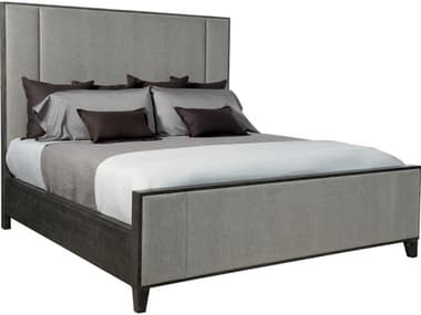 Bernhardt Linea Cerused Charcoal Gray Oak Wood Upholstered Queen Panel Bed BHK1101
