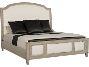 Bernhardt Santa Barbara Sandstone Beige Oak Wood Upholstered Queen Sleigh Bed BHK1117