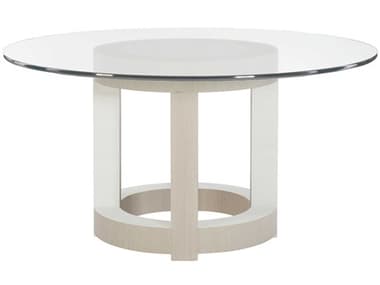 Bernhardt Axiom 54'' Round Glass Linear Gray White Dining Table BHK1155