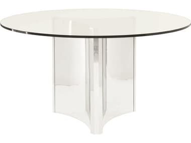 Bernhardt Abbott 54" Round Glass Stainless Steel Dining Table BHK1523
