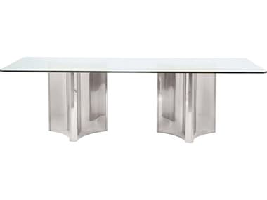 Bernhardt Abbott Rectangular Glass Stainless Steel Dining Table BHK1529