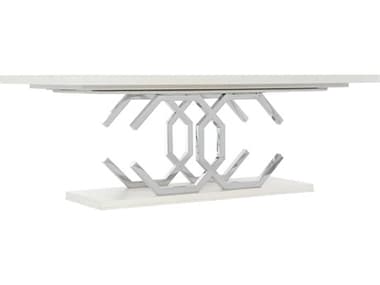 Bernhardt Silhouette 84-104" Rectangular Wood Eggshell Polished Stainless Steel Dining Table BHK1581