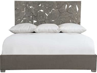 Bernhardt Interiors Gray Teak Wood King Panel Bed BHK1780