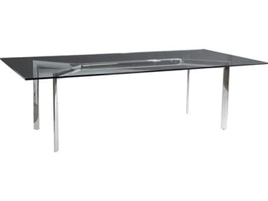 Bernhardt Cristobal 100" Rectangular Glass Polished Stainless Steel Dining Table BHK1805