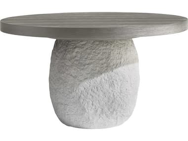 Bernhardt Trianon 54" Round Wood Gris Textured Quarry Rough Faux Stone Dining Table BHK1810