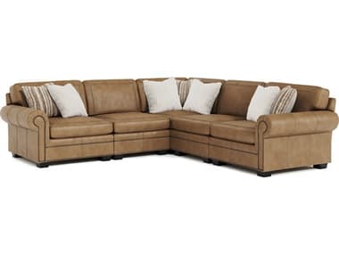 Bernhardt Grandview 130" Wide Brown Leather Upholstered Sectional Sofa BHK1851