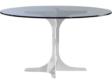 Bernhardt Nova 54" Round Glass Polished Stainless Steel Dining Table BHK1867
