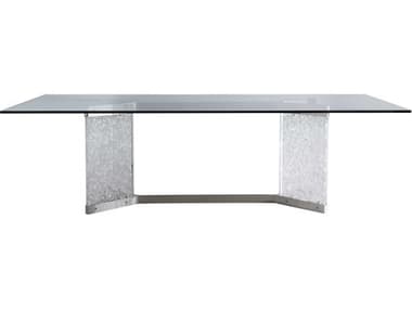 Bernhardt Andorra 100" Rectangular Glass Polished Stainless Steel Dining Table BHK1941