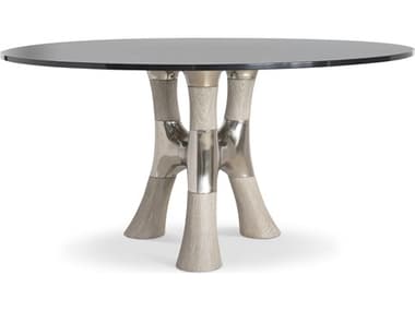 Bernhardt Dalton Round Glass Greige Dining Table BHK2010