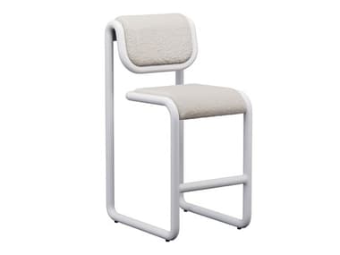 Bend Goods Tube White Frame With Boucle Fabric Upholstered Plywood Counter Stool BNDTUBECOUNTERCRBCLEWH