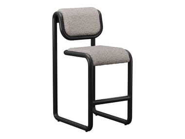 Bend Goods Tube Black Frame With Grey Boucle Fabric Upholstered Plywood Counter Stool BNDTUBECOUNTERGRBCLEBLK