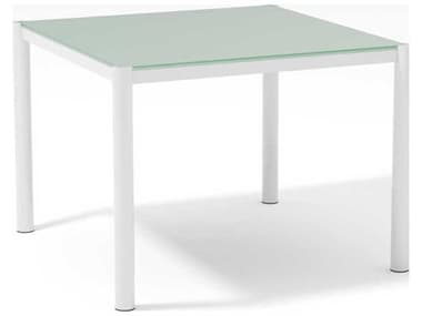 Bend Goods Outdoor White Wrought Iron 38'' Wide Square Glass Top Dining Table BOO38GETTOGETHERWH