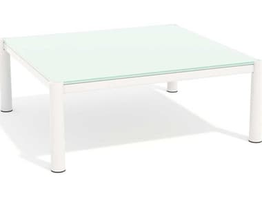 Bend Goods Outdoor Together Wrought Iron White 38'' Square Glass Top Coffee Table BOO38TOGETHERCOFFEEWH