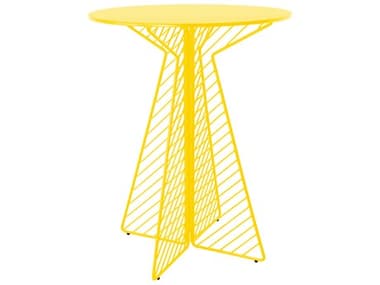 Bend Goods Outdoor Cafe Galvanized Iron Yellow 30'' Round Bar Table BOOCAFETABLEBARYLW