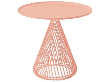 Bend Goods Outdoor Cono Galvanized Iron Peachy Pink 19.5'' Round End Table with Tray Top BOOCONICALTABLEPNK