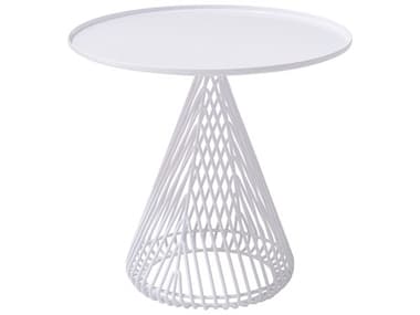 Bend Goods Outdoor Cono Galvanized Iron White 19.5'' Round End Table with Tray Top BOOCONICALTABLEWH