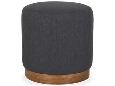 Brownstone Arden 19" Coal Crypton Teak Plinth Brown Fabric Upholstered Gray Accent Stool BRNAR012C