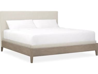 Brownstone Cecille Fawn Beige Teak Wood Upholstered California King Platform Bed BRNCE119
