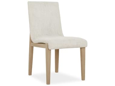 Brownstone Cavallini Teak Wood White Fabric Upholstered Side Dining Chair BRNCV202B