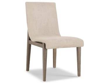 Brownstone Cavallini Teak Wood Gray Fabric Upholstered Side Dining Chair BRNCV202D