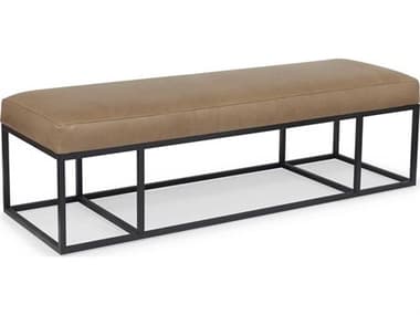 Brownstone Finley 60" Caramel Black Metal Brown Leather Upholstered Accent Bench BRNFN012