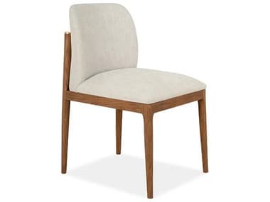 Brownstone Quinn Teak Wood Beige Upholstered Armless Dining Chair BRNQN201